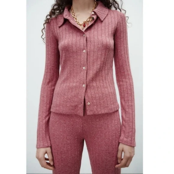 Zara Limited Edition Soft Rib Polo Shirt - Picture 3 of 7